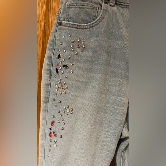 Express Super High Waisted Embellished Ripped Ankle Leggings Jeans Size 2 Short - Picture 11 of 16